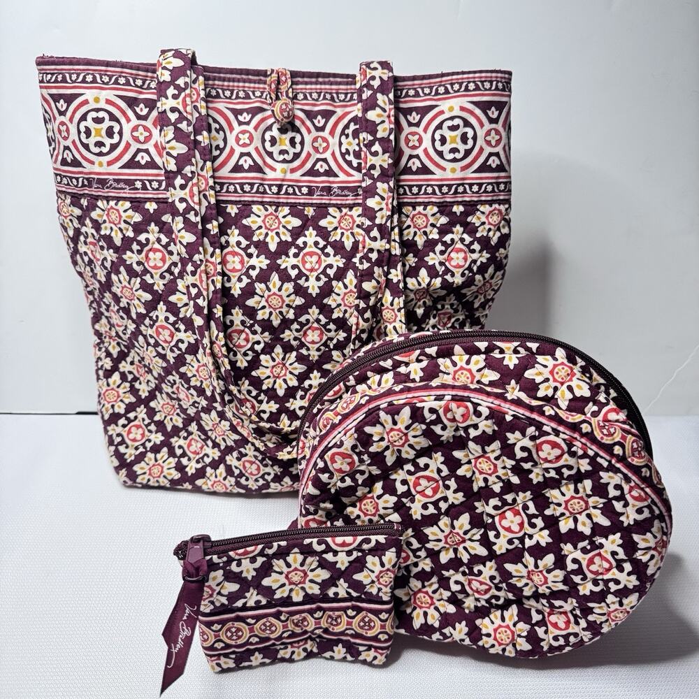 Vera Bradley Retired Medallion Pattern Tote Bag, Makeup & Coin Bag Included